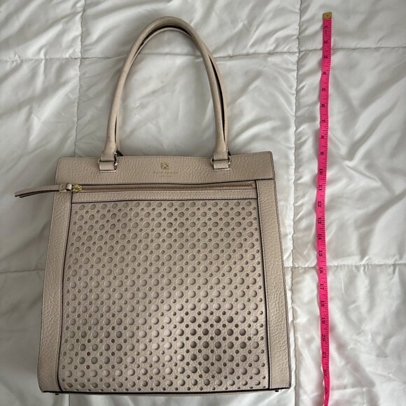 Kate Spade Large Cream/Beige Perri Lane Perforated Zip Top Closure Tote - Picture 7 of 11